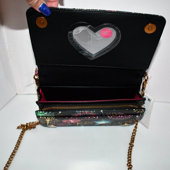 Betsey Johnson Spark Joy Wallet Crossbody Bag in Black/Multi # BJ37090N NWT - Picture 4 of 8